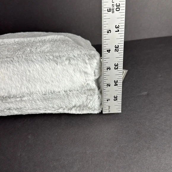 Ulta Beauty ☀️ fuzzy plush grey large makeup bag NWT - Picture 4 of 5